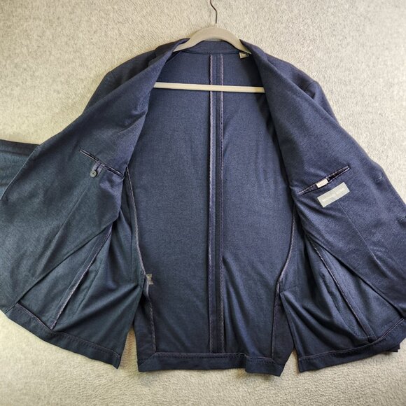 Michael Kors Blazer Mens 46R Blue Double Vent 2 Button Notched Summer Thin - Picture 5 of 16